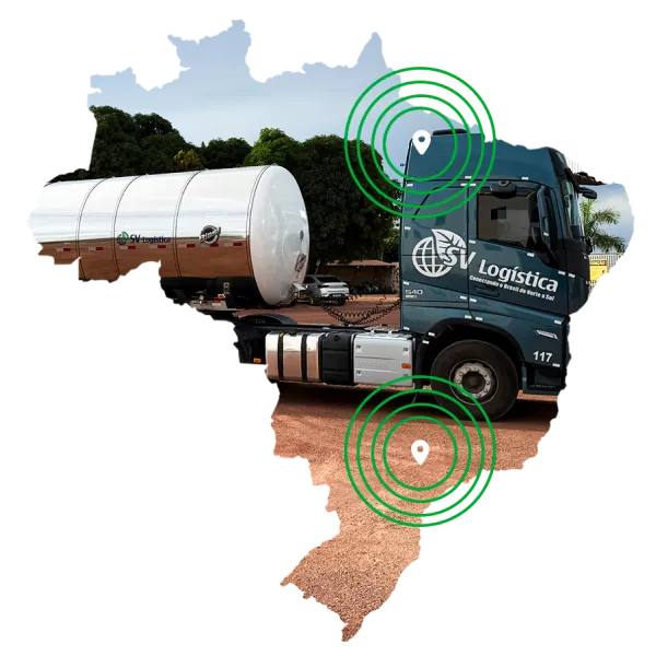 Caminhão moderno de alta potência da frota da SV Logística em trânsito